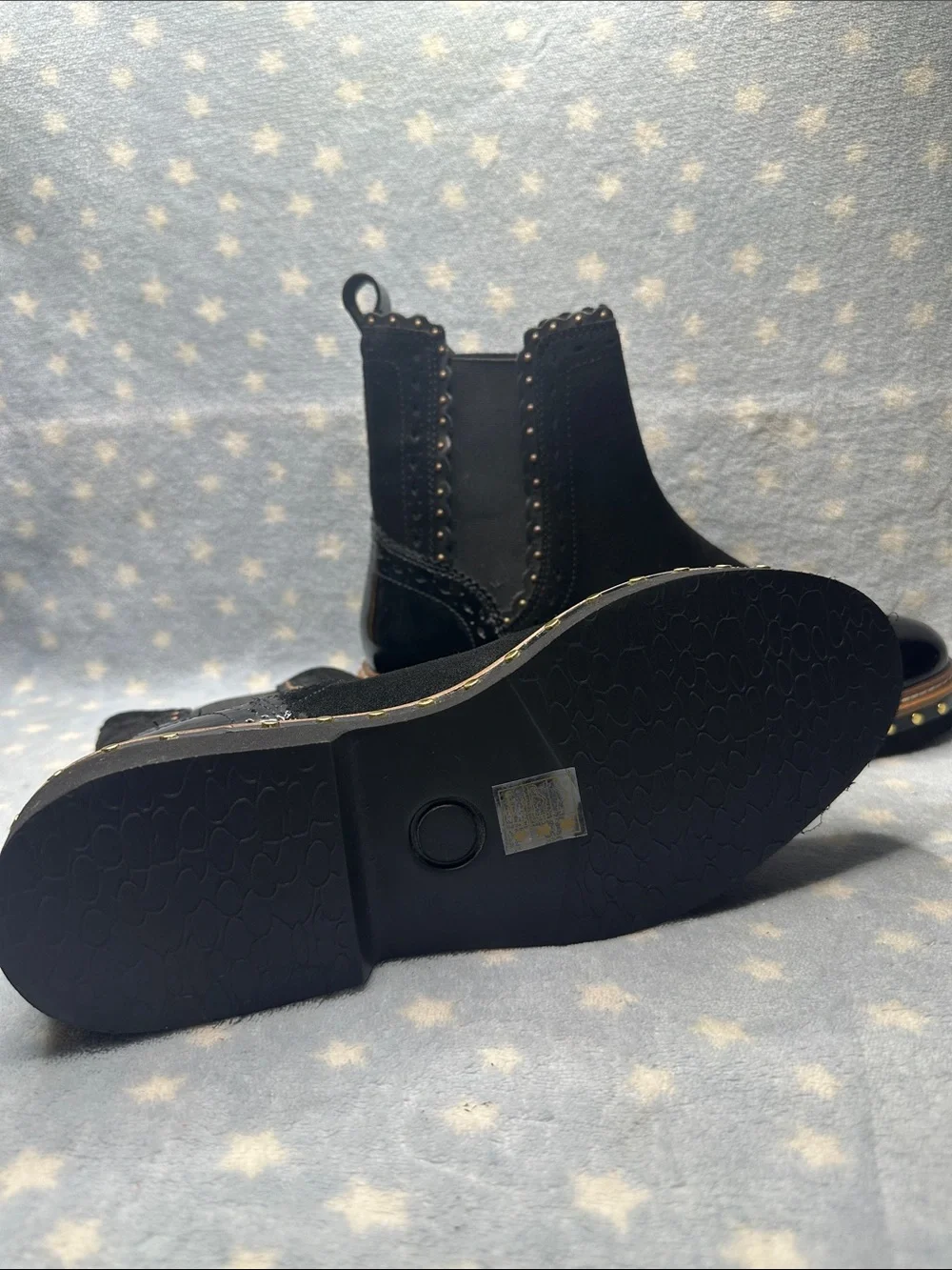 Black Studded Chelsea Ankle Boots - Women's